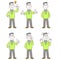 Poses and gestures of a man wearing glasses Full body