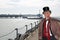 Posh city gent on bridge pier neptunes arm herne bay kent top hat