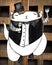 Posh Plush Tuxedo Cat Aristocrat Whimsical Illustration