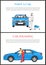 Poshing and Paint a Car Color Vector Illustration