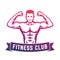 Posing athlete, fitness club logo, emblem