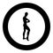 Posing bodybuilder silhouette Bodybuilding concept icon black color illustration in circle round