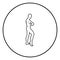 Posing bodybuilder silhouette Bodybuilding concept icon black color illustration in circle round