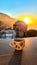 Positano - Breakfast during sunrise with view on the scenic village Positano at the Amalfi Coast, Italy, Europe. Coffee