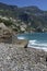 Positano from Fornillo Beach on the Amalfi Coast.