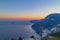 Positano houses, coastline, promontory  and sea