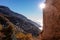 Positano - Scenic view from rock formation Montepertuso Il Buco to Positano and Praiano, Amalfi Coast, Campania, Italy, Europe.