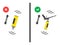 Position of the balloon during shaking. Right and wrong use of mounting tool. Vector