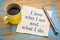 Positive affirmation words on napkin with coffee