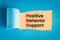 Positive behavior support symbol. text appearing behind torn paper, blue background, concept words support positive behavior