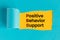 Positive behavior support symbol. text appearing behind torn paper, blue and yellow background, concept words support positive