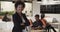 Positive black businesswoman in office