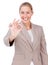 Positive businesswoman showing OK sign