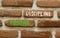 Positive discipline symbol. Concept words Positive discipline on beautiful brick wall. Beautiful red brown brick wall background.