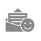 Positive feedback, happy emoji gray icon. Good news in email symbol