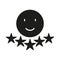 Positive Feedback Silhouette Icon. Five Stars User Experience Glyph Pictogram. Happy Emoticon Solid Sign. Customer
