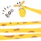 A positive illustration of a giraffe. Comic head and neck giraffe design for children`s clothing, fabrics, cards and books. Hand-d