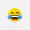 Positive laughs to tears emoticon in neumorphism style. Neumorphic emoji vector icon isolated on gray background. Vector