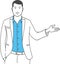 Positive manager gesturing outline illustration