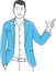 Positive manager gesturing outline illustration