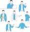 Positive manager outline illustration set