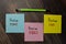 Positive Mind, Positive Vibes, Positive Life write on sticky note isolated on Wooden Table