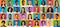 Positive multiracial people collage. Human portraits with happy facial expressions on bright colorful studio backgrounds