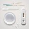 Positive pregnancy tests set, on white.