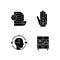 Positive progress in life black glyph icons set on white space