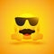 Positive, Satisfied, Happy Male Emoji with Mustache Showing Double Thumbs Up - Vector Emoticon Design for Instant Messaging