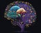 Positive thinking and creative mind promote self-care and mental health with a brain tree. (Generative AI