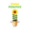 Positive Thinking, cute sunflower doing meditation