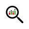 Positive trend bar chart and magnifier showing growth