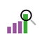 Positive trend bar chart and magnifier showing growth