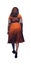 Positivity Concept with Transparent PNG. orange dress. auburn curly hair.