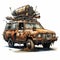 Post-apocalyptic Car Illustration With Rusty Weapons