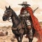 Post-apocalyptic Cowboy Horseman: Detailed Comic Book Art