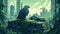 Post-apocalyptic Eagle: A Vibrant Illustration Of Nature In A Desolate City
