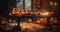 Post-Apocalyptic Halloween: Candle-Lit Pumpkins on Rustic Table AI Generated