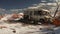 Post-apocalyptic Snow Scene With Destructible Truck In Untouched Terrain
