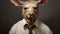 Post-apocalyptic Surrealism: Kangaroo Head In White Shirt And Tie