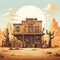 Post-apocalyptic Western Cabin Illustration In Old West Style