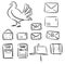 Post doodle icons - letter, mail, dove