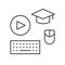 Post graduate course online learning icon concept, mouse, video