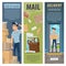 Post mail delivery vector postman work banners