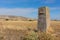 A post mark with the shell in the Camino de Santiago, Spain.