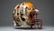 Post-modern Nfl Helmet Sculpture With Basquiat-inspired Texture