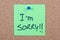 Post it note with i\'m sorry