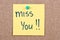 Post it note with miss you