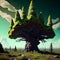 Post-nuclear Wilderness. Landscape transformed by nuclear fallout, featuring mutated flora
